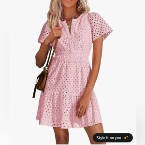 NWT Pretty Garden Pink Eyelet Dress